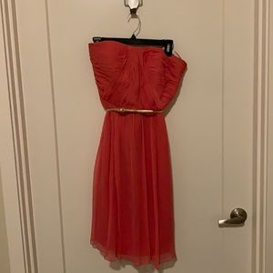 Donna Morgan- strapless dress; cantaloupe/pink